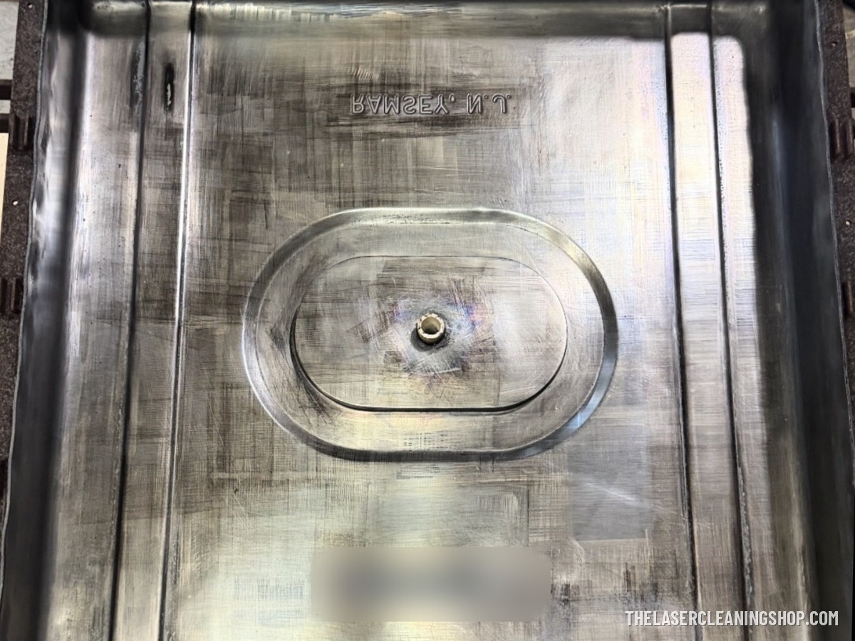 Steel production mold after laser cleaning — bright bare steel